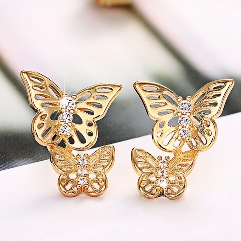 Women's Plated Butterfly Stud Earrings, Daily Wear